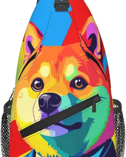 Animal Face Sling Bag Crossbody Bags Chest Bag Backpack for Travel Running and Hiking for Men Women Colorful Dog 2