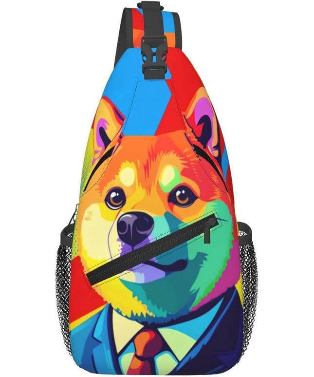 Animal Face Sling Bag Crossbody Bags Chest Bag Backpack for Travel Running and Hiking for Men Women Colorful Dog 2
