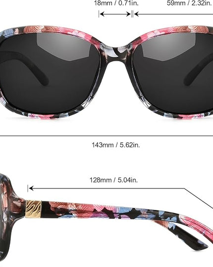 SIPHEW Polarized Sunglasses for Women | Vintage Square Sunglasses w UV400 Protection | Womens Wraparound Shade