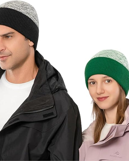 Stylish Wool Knit Short Cuff Fisherman Beanie for Men and Women Patchwork Color Unisex Cap Warm Winter Christmas Hat