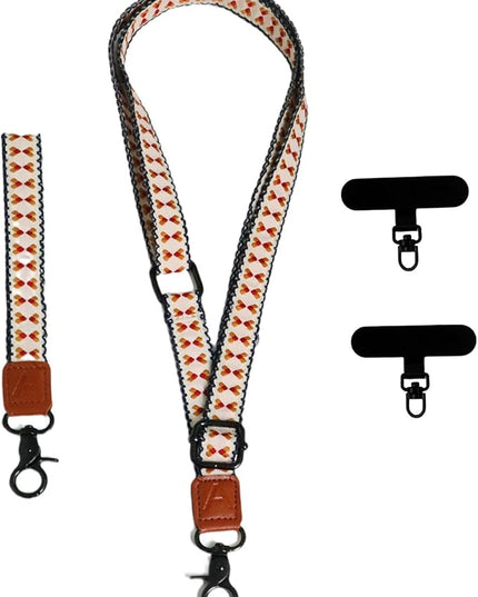 Adjustable Lanyard for Phone, Camera, Name Tags, ID card, Keychain and Wristlet Straps with 2 phone pads(Black)