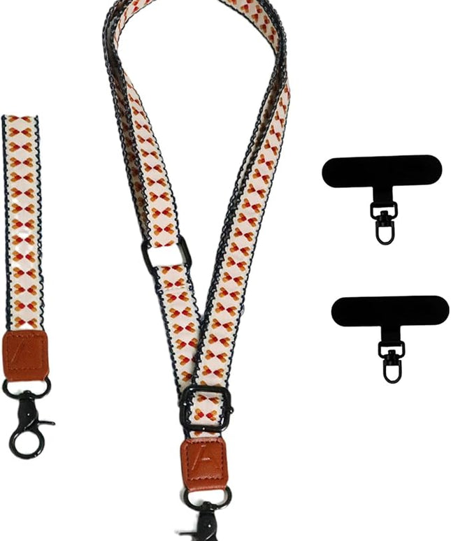 Adjustable Lanyard for Phone, Camera, Name Tags, ID card, Keychain and Wristlet Straps with 2 phone pads(Black)