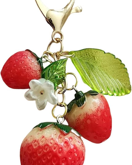 Agromusk Cute Strawberry Keychain,Bag Charms,Kawaii Heart Flower Daisy Key chains Accessories Decor for Girls Purse Gift