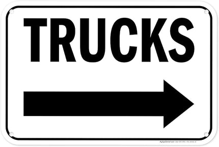 Trucks Right Sign, 12x18 Inches, 55 mil thick HDPS (high density polystyrene), Made in USA by My Sign Center