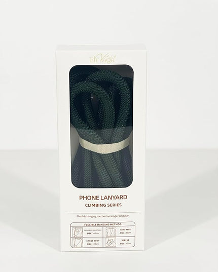 Adjustable Anti-Theft Phone Lanyard Neck & Crossbody Strap with 0.2mm Metal Tab & Comfort-Fit 8mm Rope(Dark Green)