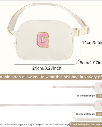 Glratn Initial Letter Fanny Pack for Girls,Patch Belt Bag,Toddler Crossbody Bags，Gifts for 3 4 5 6 7 8 9 10 11 37 Year Old Teens Kids,Christmas Graduation Gifts for Teen Girls ，(Beige-A)