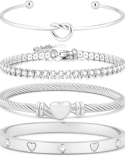 18 K Gold Plated Love Bangle Bracelet Stack Cuff Jewelry for Women Jewelry Set for Women Gift with Box