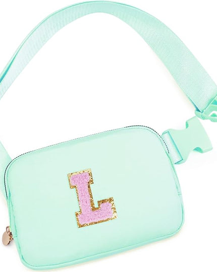Uygafly Belt Bag Fanny Pack Crossbody Bags with Initials Letter Patch Cute Stuff Birthday Gifts for Teenager Girls Trendy Stuff for Teens | Light Green,L