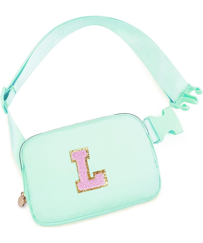 Uygafly Belt Bag Fanny Pack Crossbody Bags with Initials Letter Patch Cute Stuff Birthday Gifts for Teenager Girls Trendy Stuff for Teens | Light Green,L