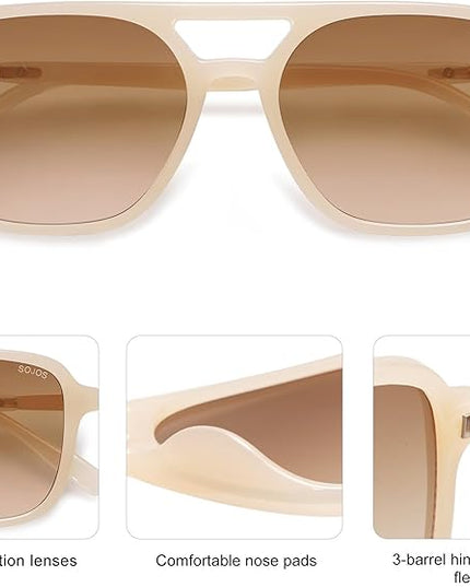 SOJOS Retro Aviator Sunglasses for Women Men,Trendy Rectangle Womens Mens Shades Sun Glasses SJ2202