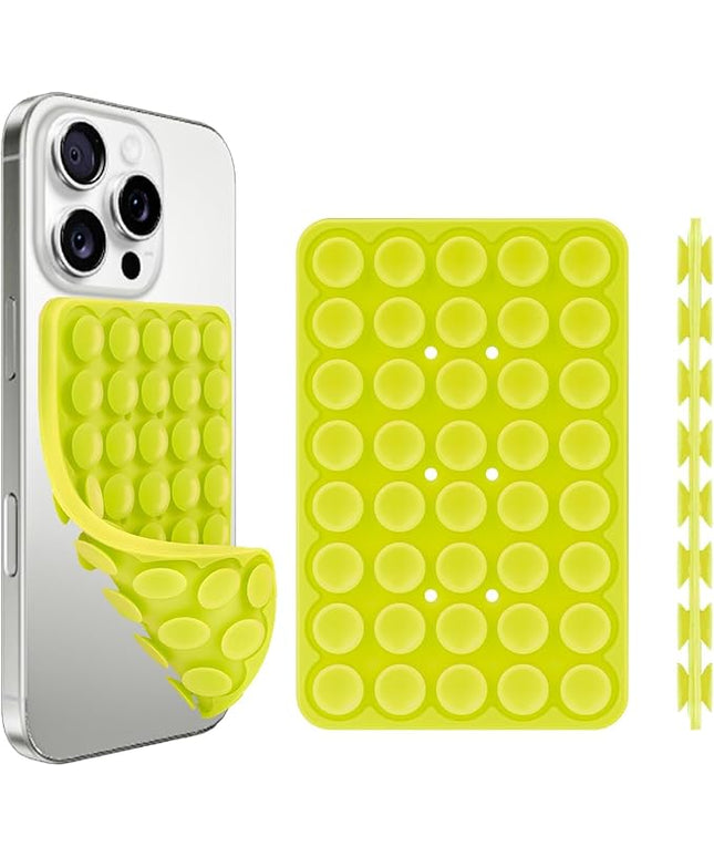 1 Pack Green Double Sided Silicone Suction Cup Phone Case Mount, Hands-Free Strong Grip Holder for Selfies and Videos, Compatible with iPhone and Android