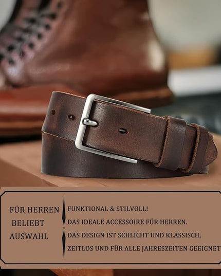 DOOPAI Men's Genuine Leather Casual Belt -Full Grain Leather Belt for Men- 1.5" Handmade Jeans Belt with Gift Box