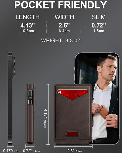 GHUKY Wallet for Men RFID Wallet with Money Clip, Slim Pop Up Card Holder for 10-12 Cards, Minimalist Smart Credit Card Case with ID Window, Bifold Metal Wallet for Front Pocket, Gifts for Men