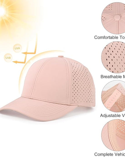 kozinu Quick Dry Baseball Cap Curved Brim Snapback Hat Laser Cut Mesh Ball Cap Golf Ball Cap for Men Women