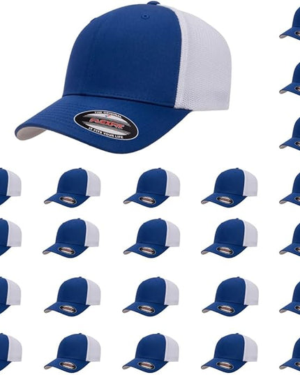 Flexfit 6511 Fitted Mid-Profile Stretchable Mesh Panels Trucker Cap | Bulk Pack Available