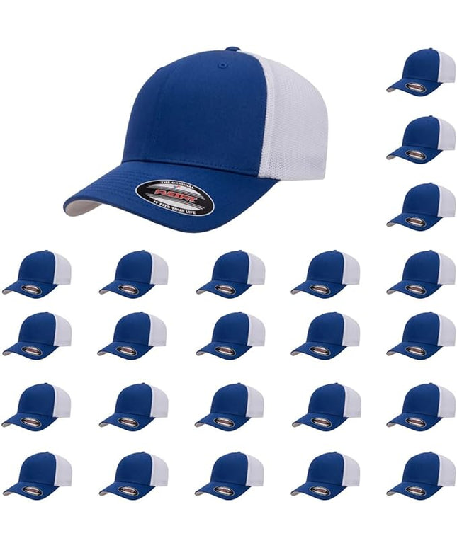 Flexfit 6511 Fitted Mid-Profile Stretchable Mesh Panels Trucker Cap | Bulk Pack Available