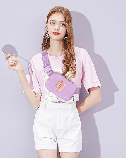 Gitus Initial Belt Bag Fanny Pack Crossbody Bag for Girls Birthday Gifts Age 8-10 Teen Girl Gifts Trend Stuff Personalized Letter Gifts for Daughter Sister (Lavender-O)