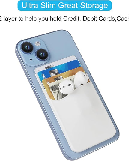 SS Phone Wallet, Card Holder for Phone Case Stick on Silicone Double Phone Pocket Suitable for iPhone Samsung Galaxy Any Smartphone 3 Pack