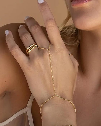 Gold Bracelets Set for Women Stack, Dainty Thick Bracelets Stack for Women Trendy, Simple Thin Gold Plated Cuff Stackable Bracelets With Beaded Cuban Paperclip Snake Rope Bangle Hand Chain Jewelry Gifts for Women Non Tainish