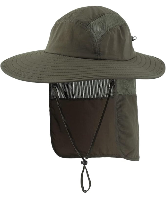 Home Prefer UPF 50+ Mens Wide Brim Fishing Hat with Neck Flap Sun Hat for Men Women Sun Protection Cap