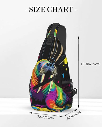Animal Face Sling Bag Crossbody Bags Chest Bag Backpack for Travel Running and Hiking for Men Women Colorful Sea Lion