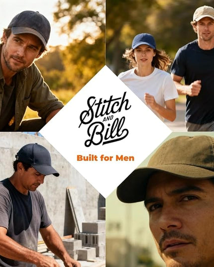 Stitch and Bill Mens Athletic Deep-Crown Baseball Cap 100% Soft Cotton Unstructured Dad Hat Outdoors Adjustable