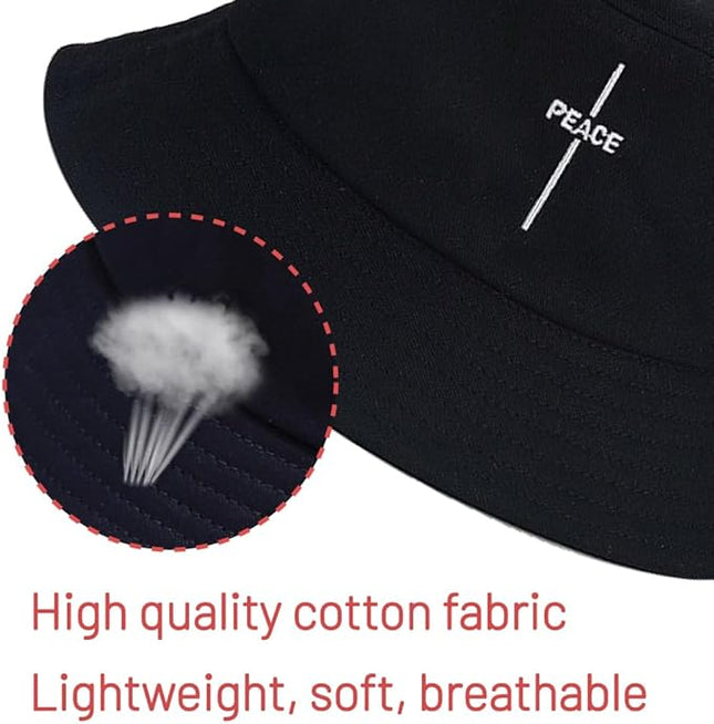 Cotton Bucket Hat for Women Men Summer Travel Sun Beach Bucket Cap, Unisex Outdoor Fisherman Hat
