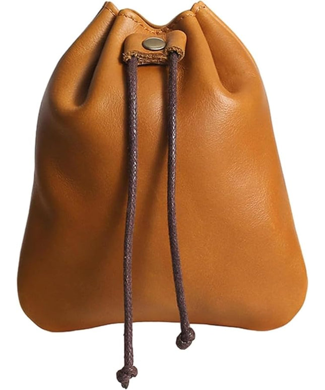 ZYLOXAR Women Genuine Leather Wallet Retro Drawstring Coin Pouch Money Organizer Slim Storage (Brown)