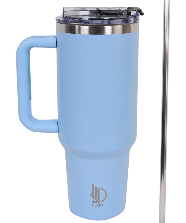 40oz Insulated Tumbler with Handle, Leakproof Straw Lid & Carry Handle - Double Wall Vacuum Insulation Keeps Ice 24 Hours, BPA Free Stainless Steel Water Bottle (Periwinkle)