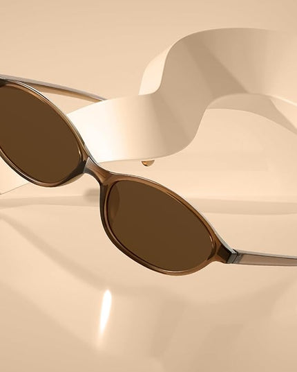 KUGUAOK Retro Oval Sunglasses for Women 90s Design Small Cat Eye Sun Glasses UV Protection Y2k Trendy Narrow Shades
