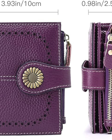 SENDEFN Small Womens Wallet Leather Bifold Card Holder RFID Blocking with Zipper Coin Pocket