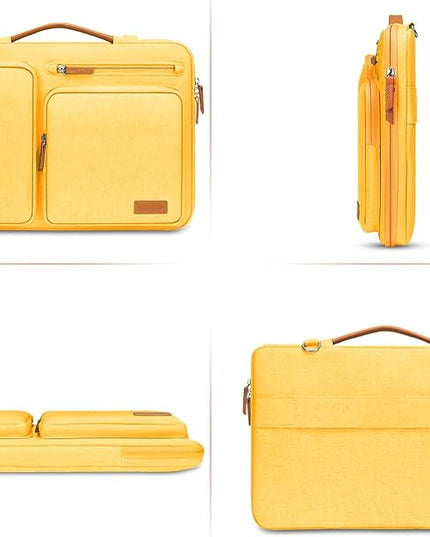 MOSISO 360 Protective Laptop Shoulder Bag,15-15.6 inch Computer Bags Compatible with MacBook Pro 16 inch, HP, Dell, Lenovo, Asus Notebook,Side Open Messenger Bag with 4 Zipper Pockets, Yellow