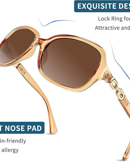 FEISEDY Vintage Square Polarized Sunglasses for Women UV400 Travel Driving Fashion Arcuate Sunglasses B2526