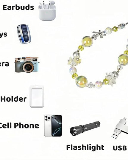 Handmade Flower & Butterfly Phone Wrist Strap Lanyard - Detachable Anti-Drop Strap with 2 Tether Tabs -Women's Gift
