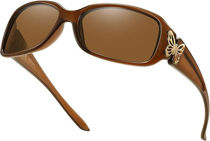 HAOLOTA Women's Polarized Sunglasses - Fashionable Wraparound Butterfly Design with UV400 Protection
