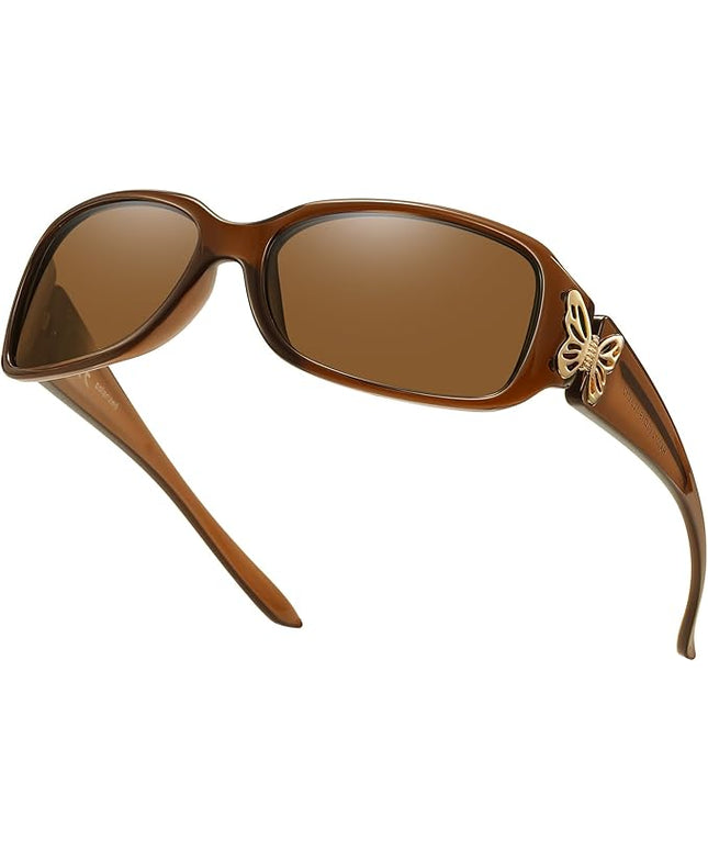 HAOLOTA Women's Polarized Sunglasses - Fashionable Wraparound Butterfly Design with UV400 Protection