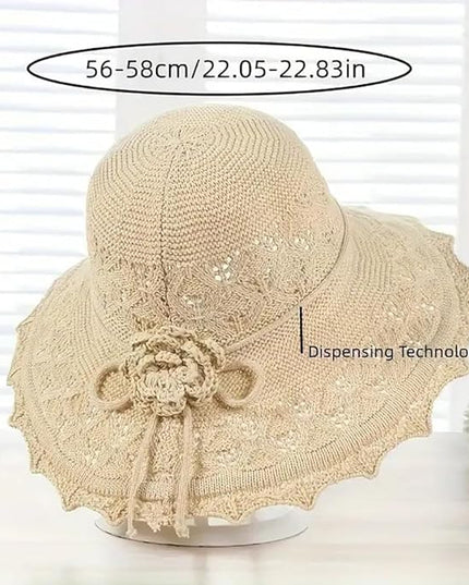 Women Straw Sun Hat Foldable Beach Hat Wide Brim Floppy Bucket Hat