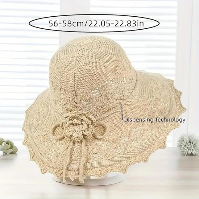 Women Straw Sun Hat Foldable Beach Hat Wide Brim Floppy Bucket Hat