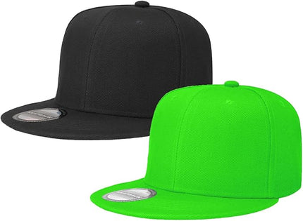 Classic Snapback Hat Cap Hip Hop Style Flat Bill Blank Solid Color Adjustable Size
