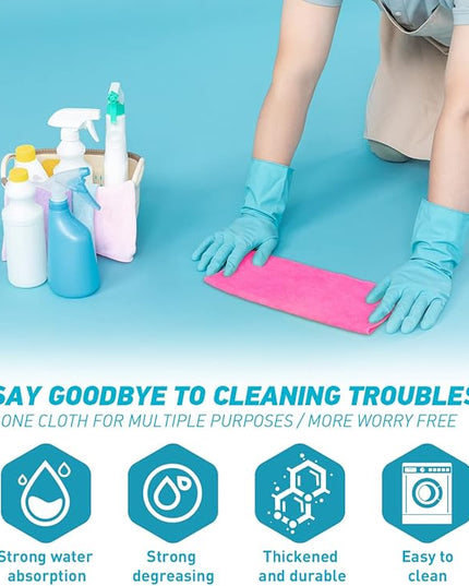 Microfiber Cleaning Cloth-50Pcs (13x13 inch) Ultra Soft Highly Absorbent Rags, Reusable and Lint Free Cleaning Towels for Housekeeping-Machine Wash (HotPink)
