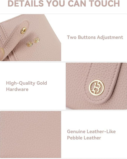 BOSTANTEN Slim Wallet for Women Small RFID Blocking Credit Card Holder Leather Bifold Wallets with Zipper Coin Pocket Pink