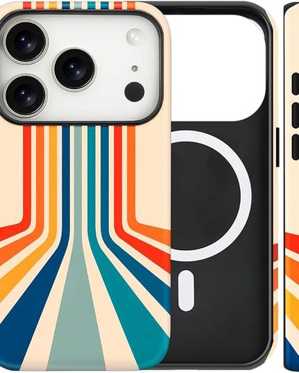 Magnetic for iPhone 17 Pro Case Cute Frog Stripes Phone Case, Summer Shockproof Slim TPU and Hard PC Protective Phone Cover Compatible with MagSafe Designed for Women Girls