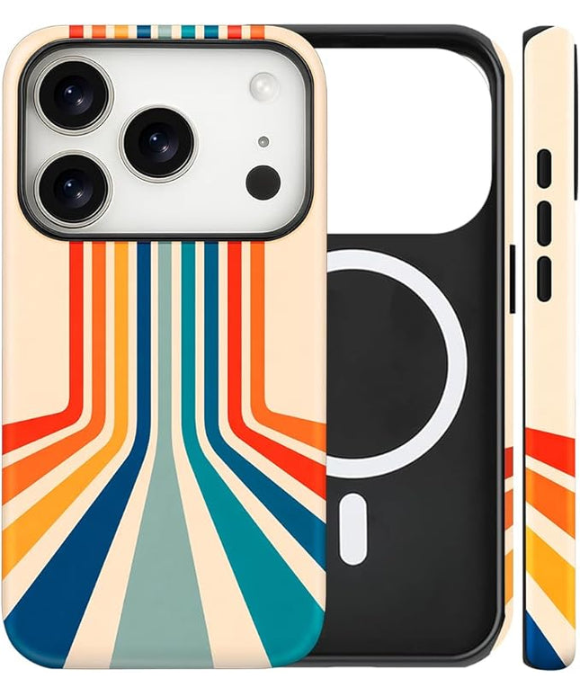 Magnetic for iPhone 17 Pro Max Case Cute Frog Stripes Phone Case, Summer Shockproof Slim TPU and Hard PC Protective Phone Cover Compatible with MagSafe Designed for Women Girls
