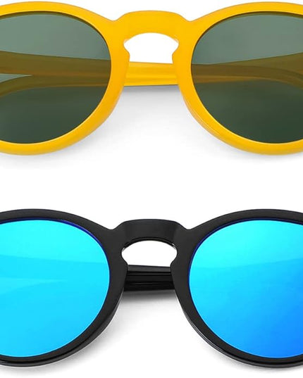 Gleyemor Vintage Polarized Sunglasses for Men Round Sunglasses UV400 Protection Retro Hand-crafted Acetate Frame
