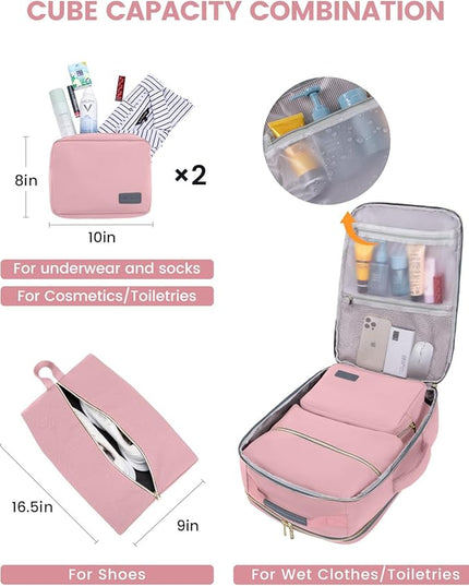 LOVEVOOK 40L Travel Backpack for Women & Men, Airline Approved Carry On Luggage with 3 Packing Cubes, TSA Overnight Bags, Waterproof Personal Item Bag, Weekender Essentials Backpacks fits 17" Laptop
