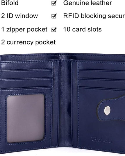 BOSTANTEN Women Leather Wallet RFID Blocking Small Bifold Zipper Pocket Wallet Card Case Purse with ID Window