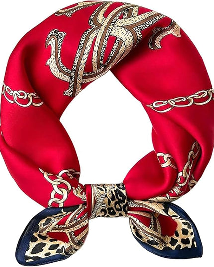 ANDANTINO 100% Pure Mulberry Silk Small Square Scarves -21'' x 21''- Digital Printed Neckerchief –Women Men Lightweight Scarf