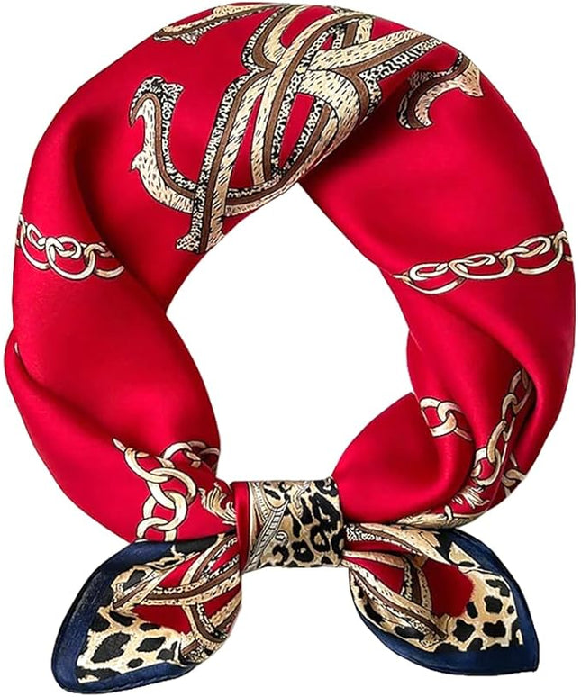 ANDANTINO 100% Pure Mulberry Silk Small Square Scarves -21'' x 21''- Digital Printed Neckerchief –Women Men Lightweight Scarf