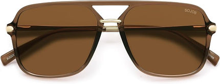 SOJOS Sunglasses for Women & Men, Square, Retro, Polarized Lens, Trendy Aviator, 90s Shades