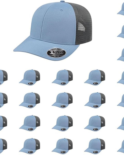 Cap America i8502 Flexfit 110 Premium Mid Profile 6-Panel Mesh Back Trucker Cap Hat w/UV Guard & Adjustable Snapback